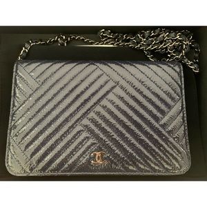 Chanel Navy Blue Wallet On Chain